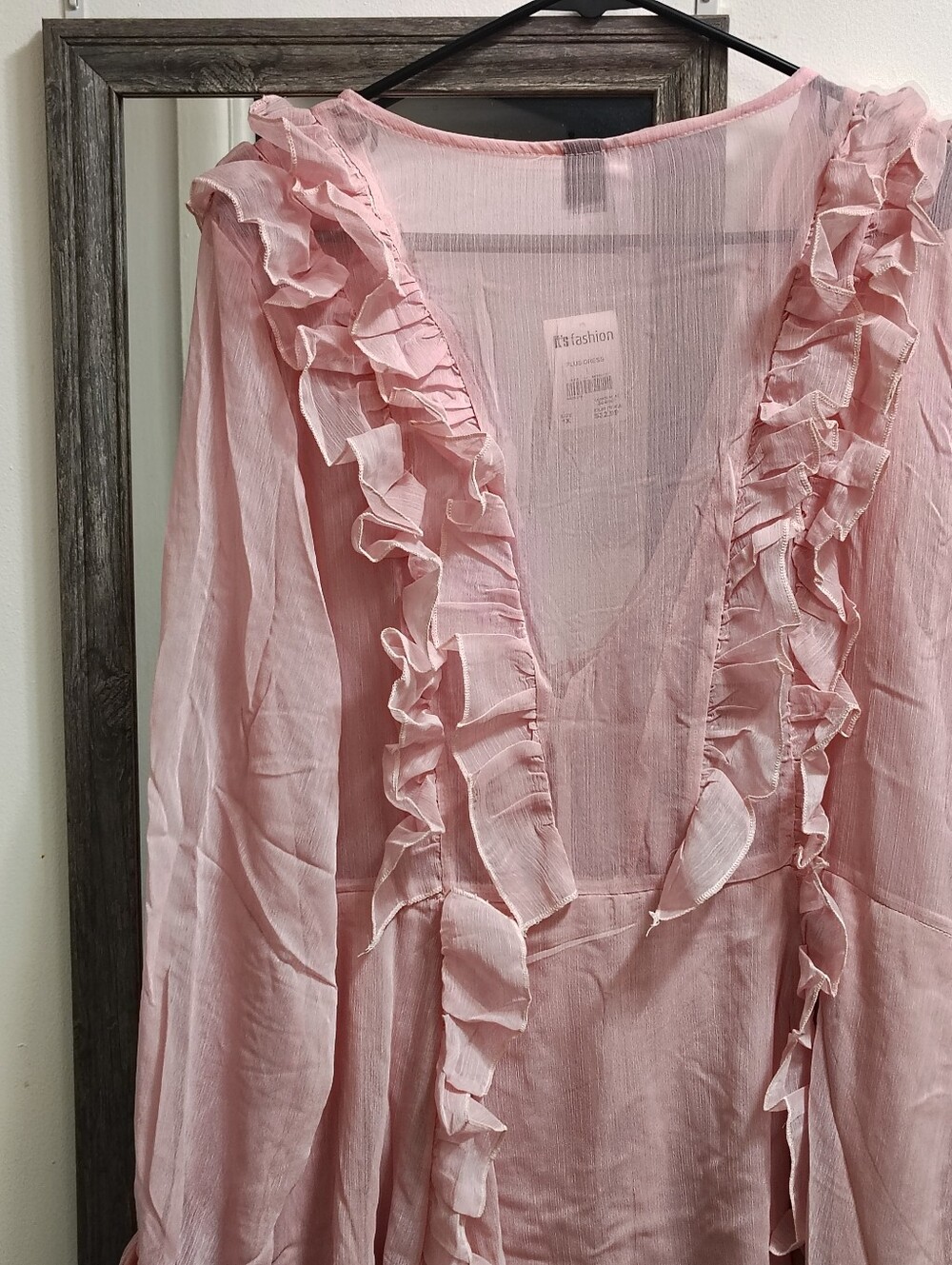 Love By Design Light Pink Ruffle V-Neck Blouse Or Dress.